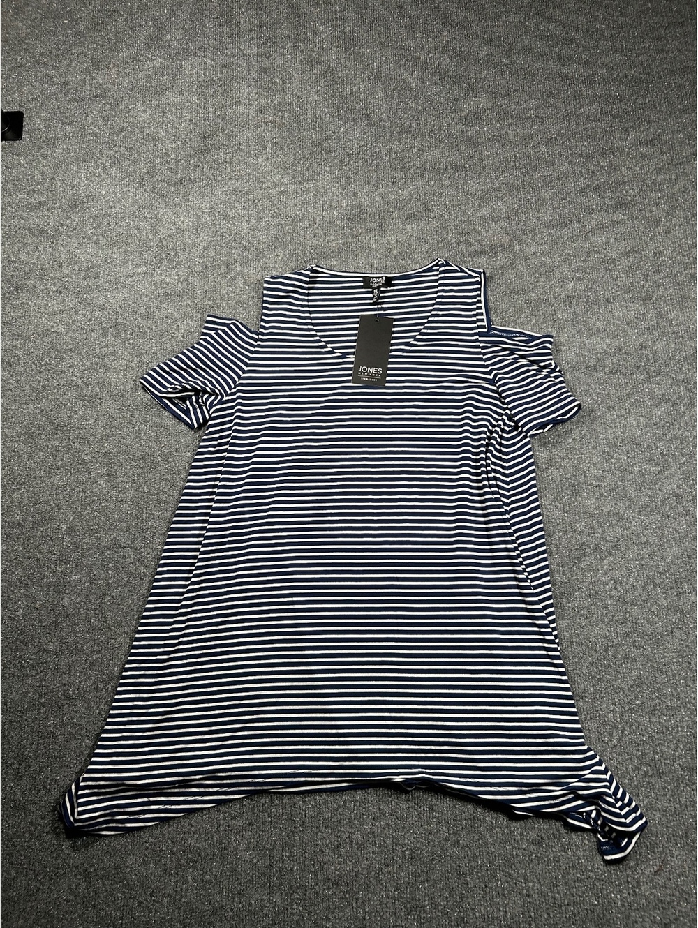 Jones New York Signature Cold Shoulder Striped Top